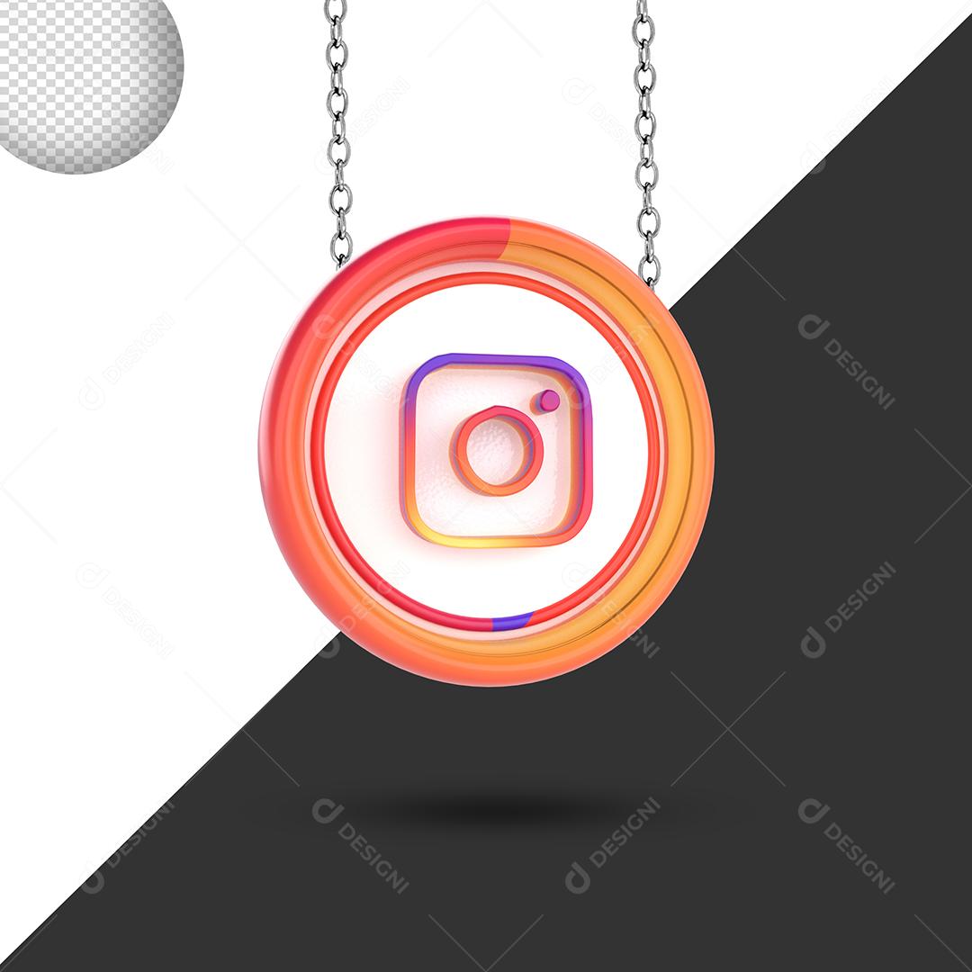 Colar do Instagram 3D Forma de Círculo Elemento para composição PSD