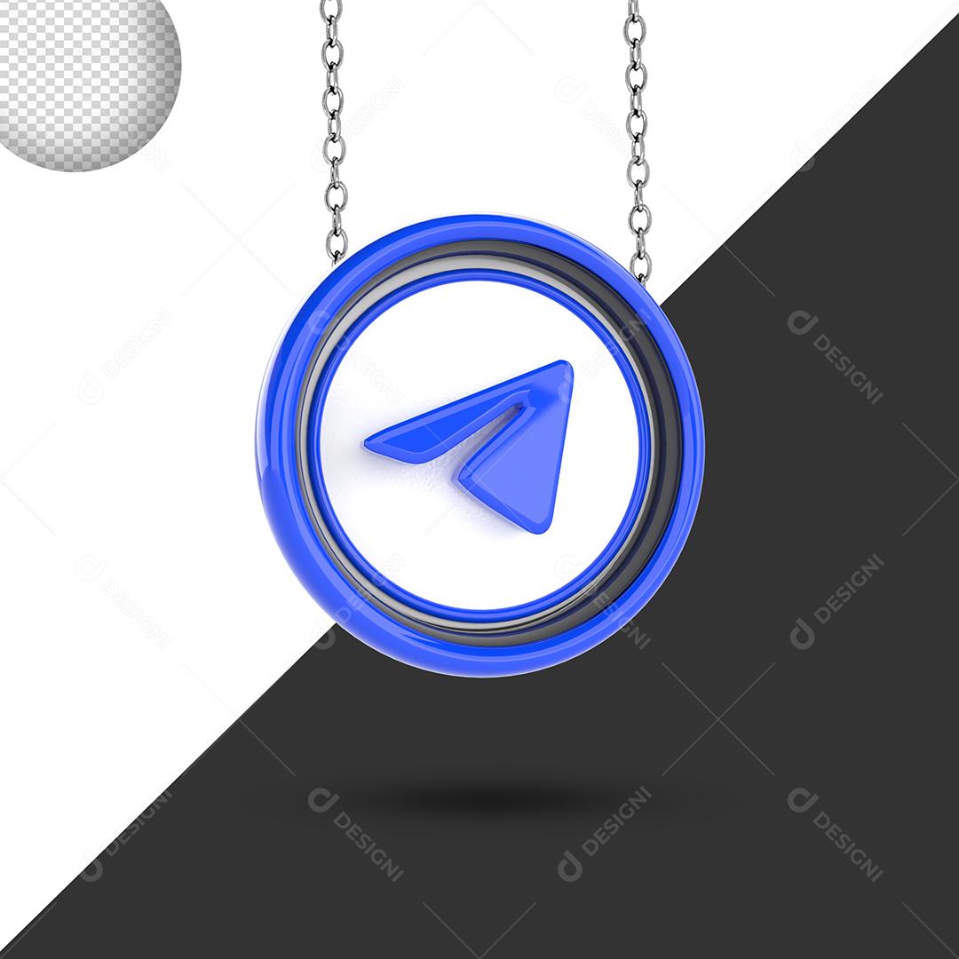 Colar do Telegram 3D Forma de Círculo Elemento para composição PSD