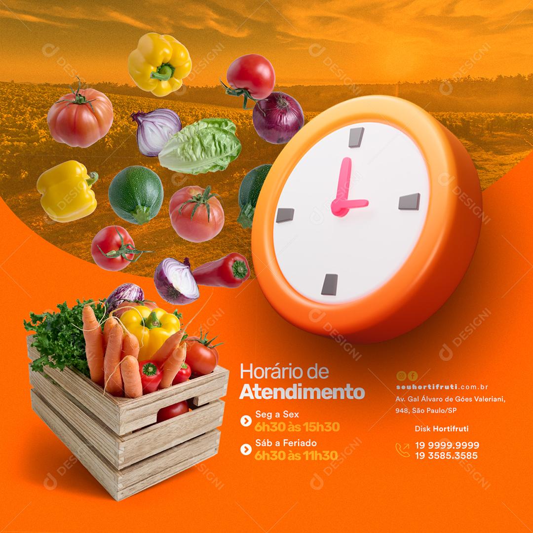 Social Media Opening Hours Hortifruti Editable PSD