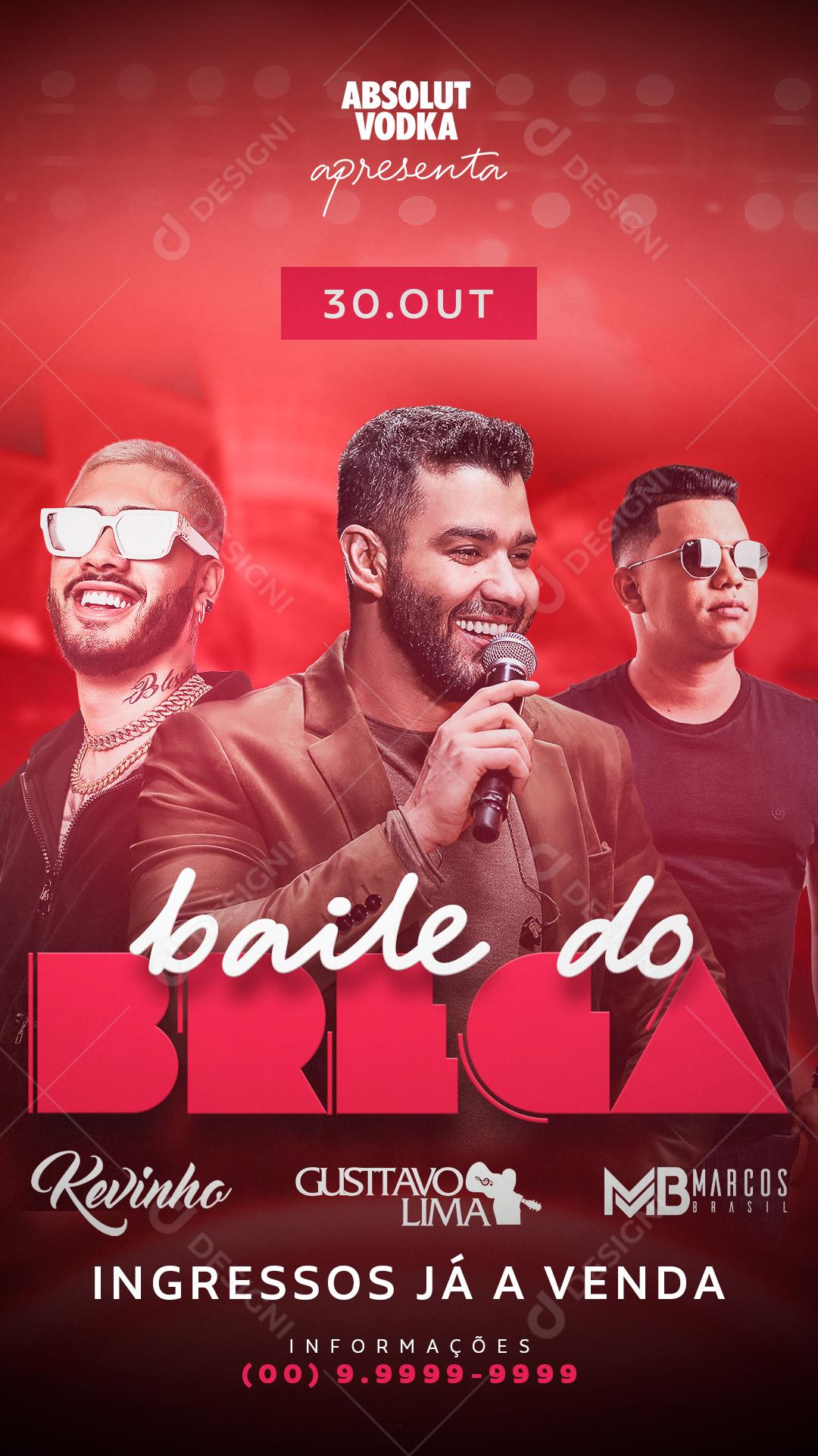 Flyer Baile Do Brega Gusttavo Lima  Social Media PSD Editável