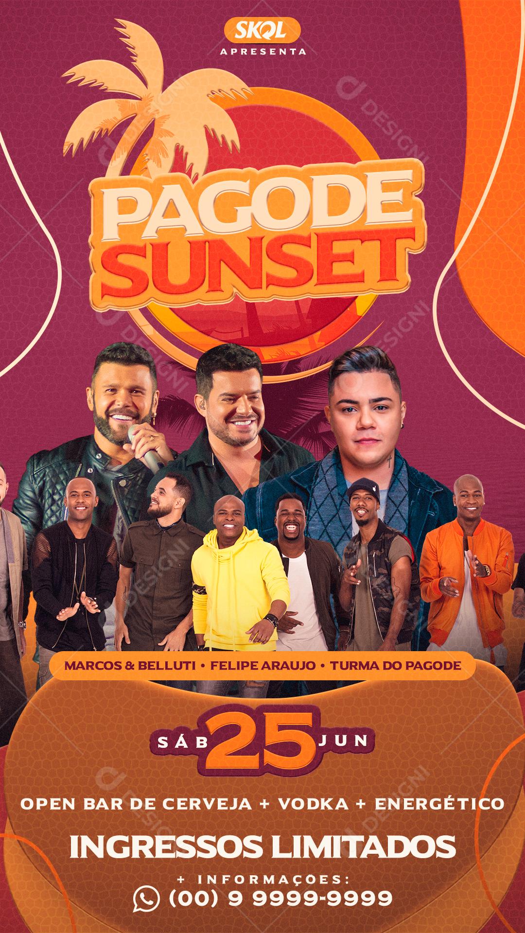 Flyer Pagode Sunset Sábado dia 25 Social Media PSD Editável