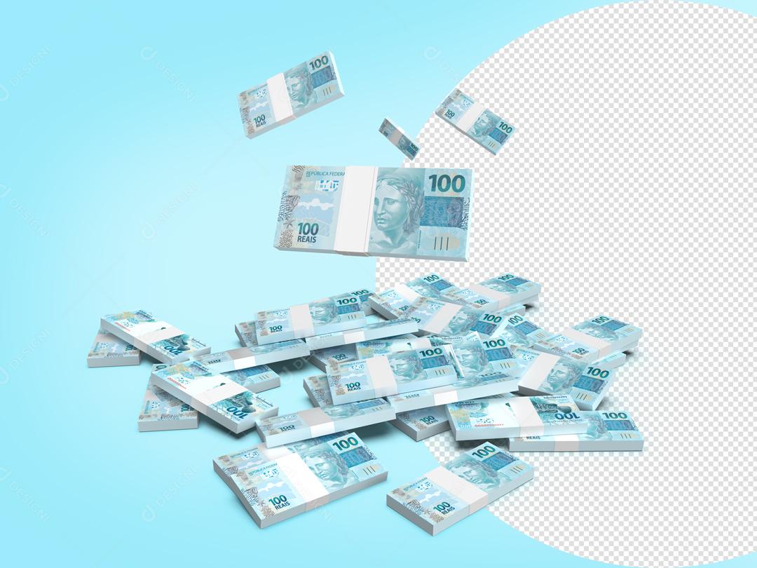 Notas de 100 Reais Elemento 3D Para Composição PSD