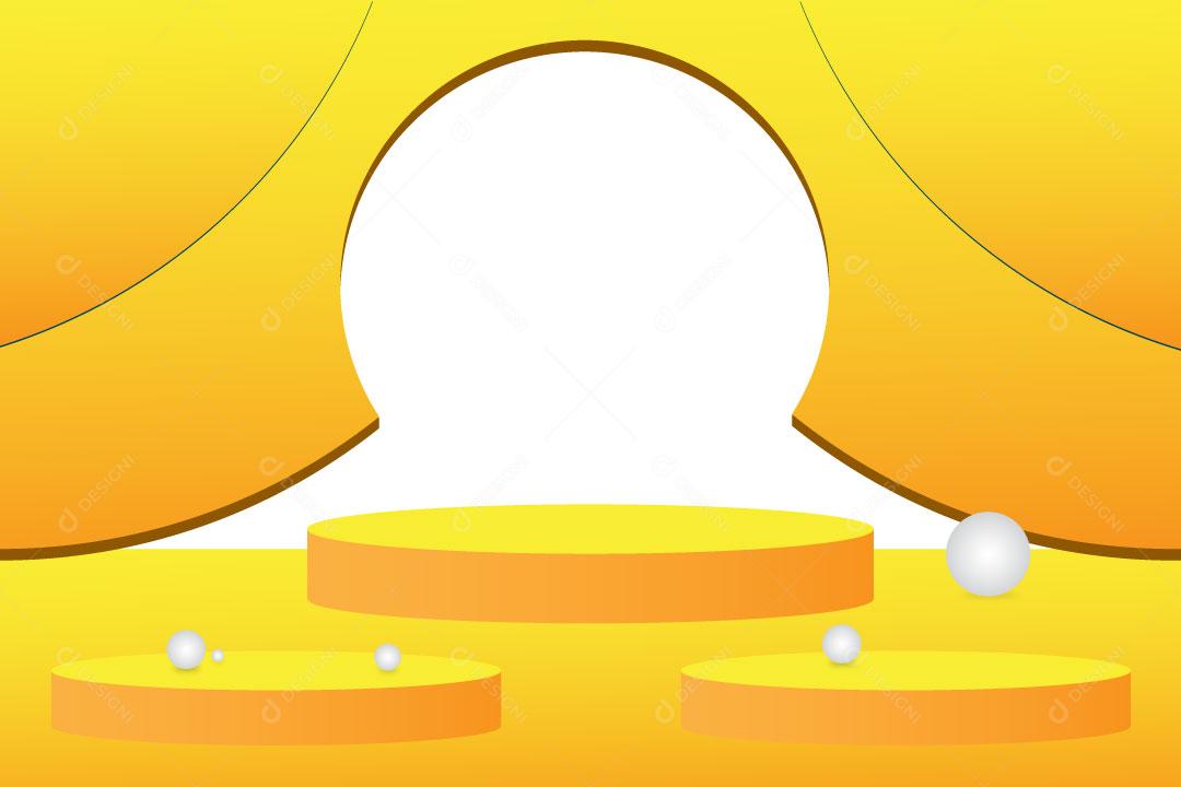 Pódios palcos Amarelo com formas circular branca vetor EPS