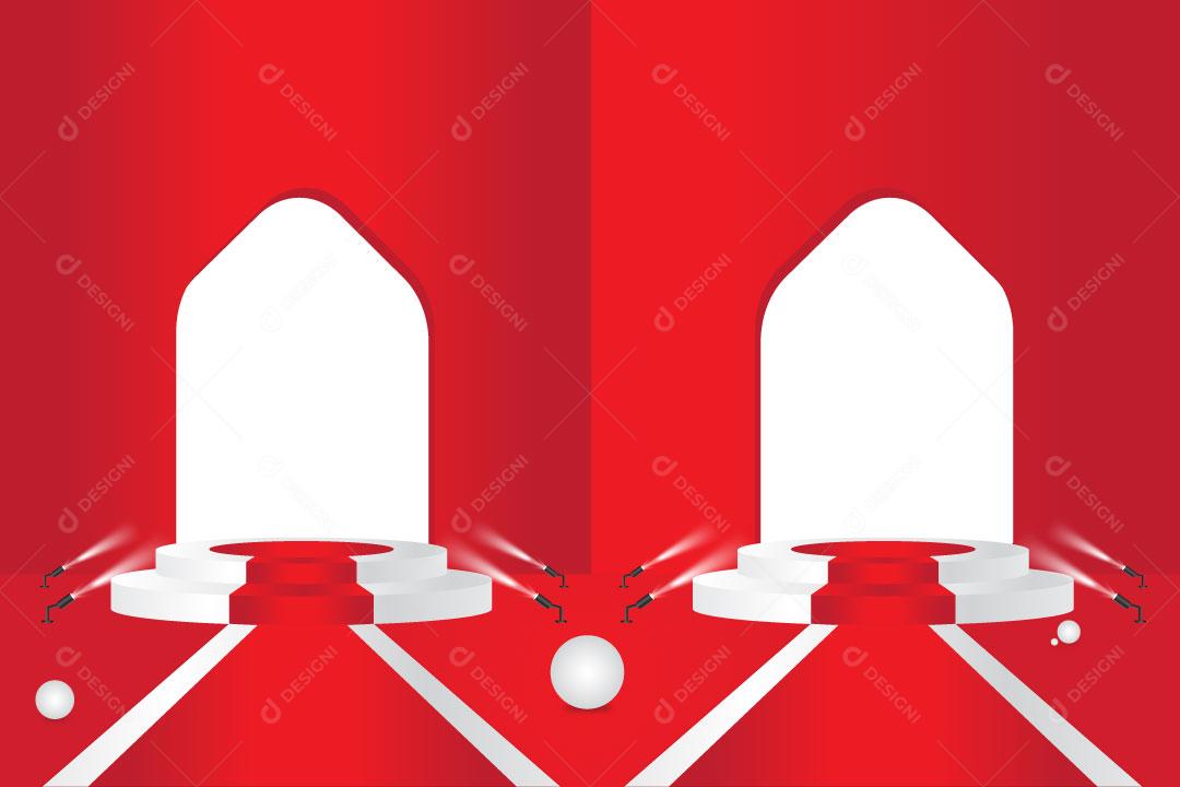 Pódios palcos vermelho luzes holofotes vetor EPS