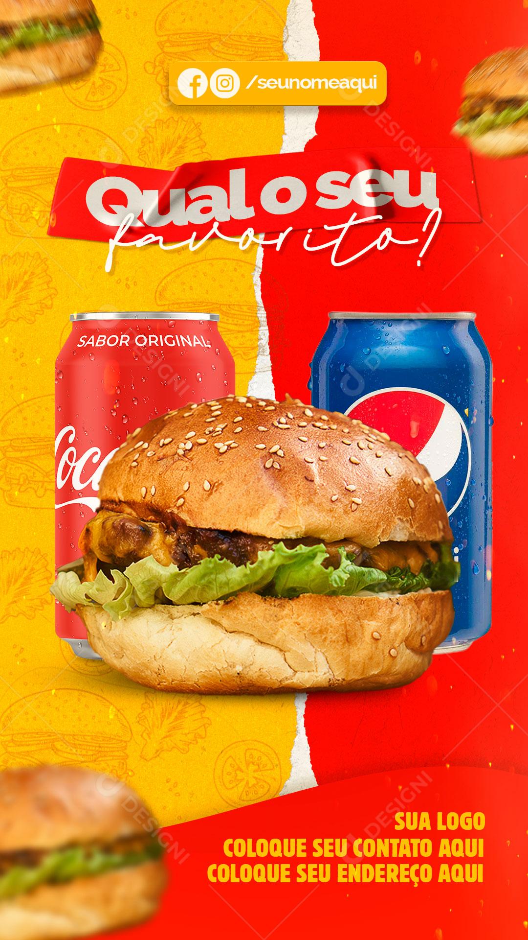 Qual O Seu Favorito Peça Já o Seu Hamburger Social  Media PSD Editável