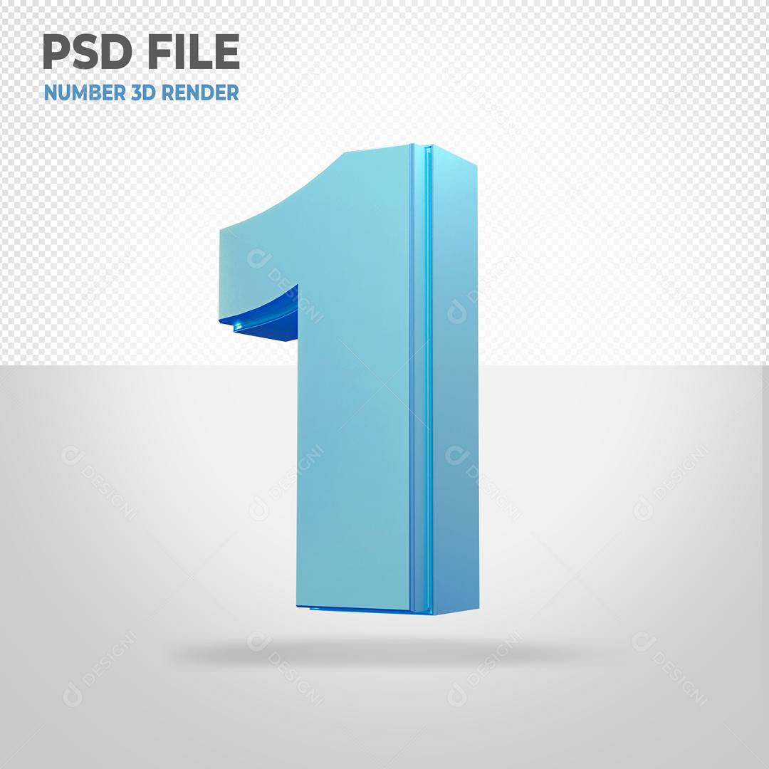 Número 3D Azul Claro PSD