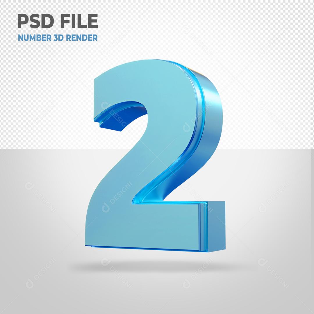 Número 3D Azul Claro PSD