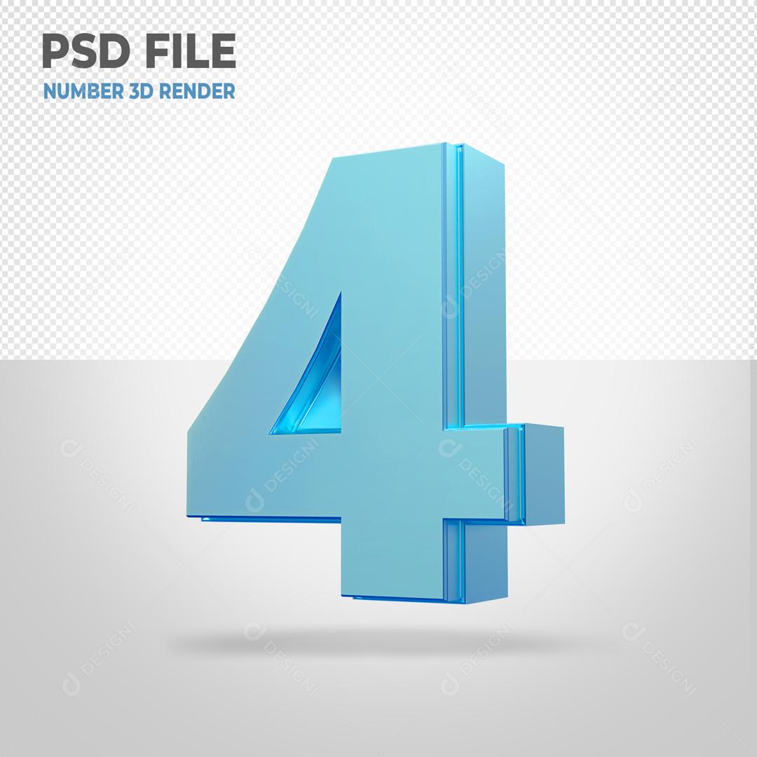 Número 3D Azul Claro PSD