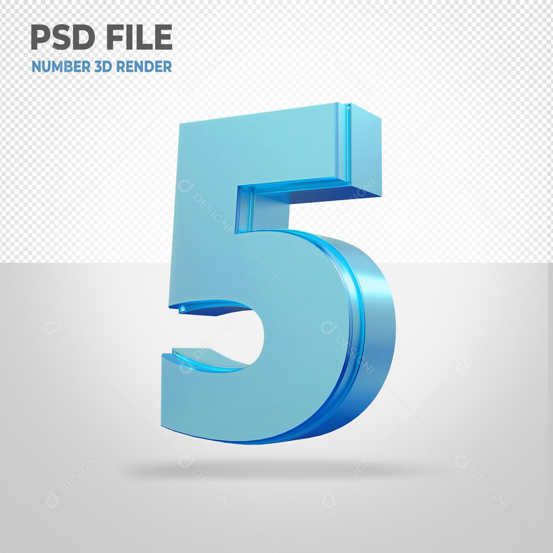 Número 3D Azul Claro PSD