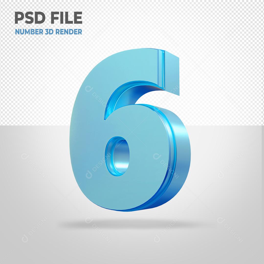 Número 3D Azul Claro PSD