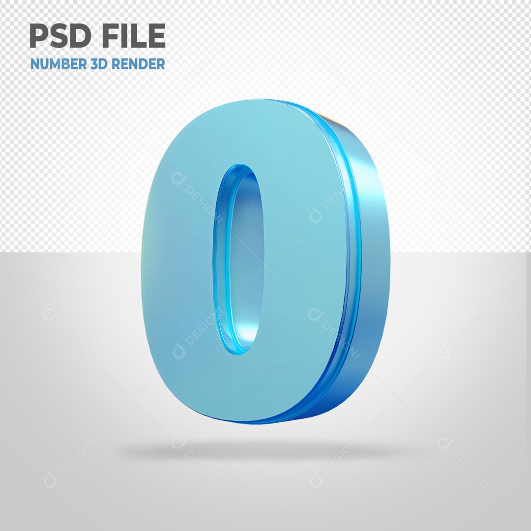 Número 3D Azul Claro PSD