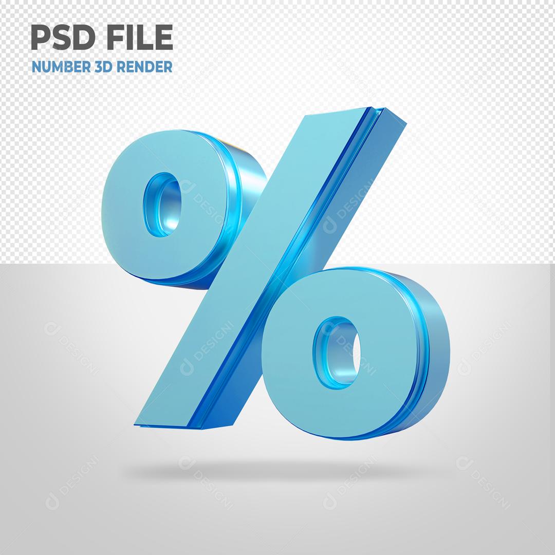 Porcentagem 3D % Azul Claro PSD