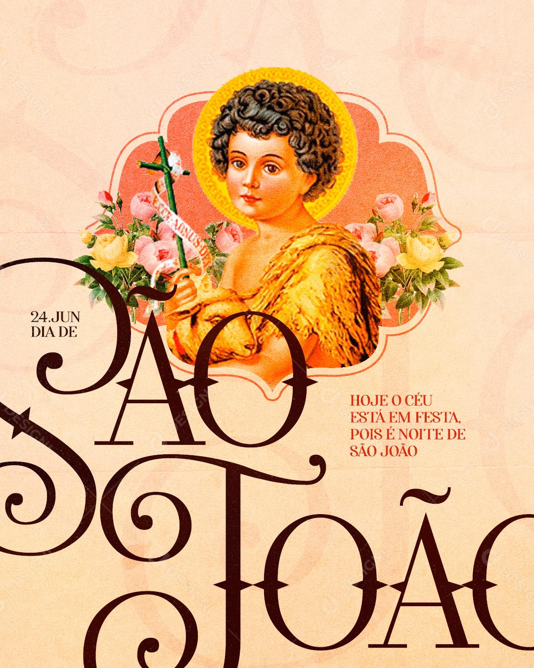 Social Media Hoje o céu está em festa Dia de São João  24 de Junho PSD Editável