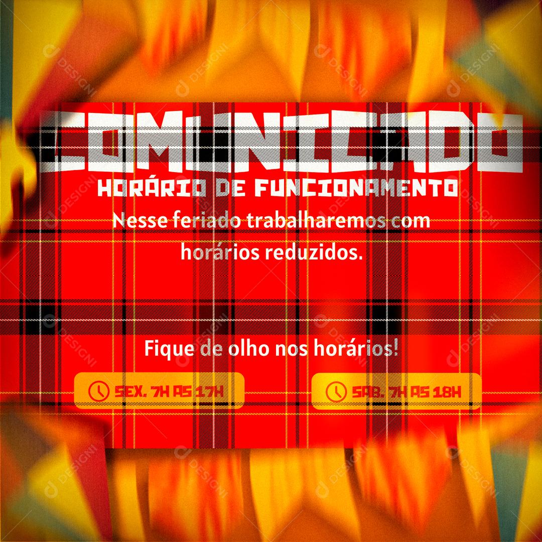 Social Media Festa Junina Comunicado Horário de Funcionamente PSD Editável