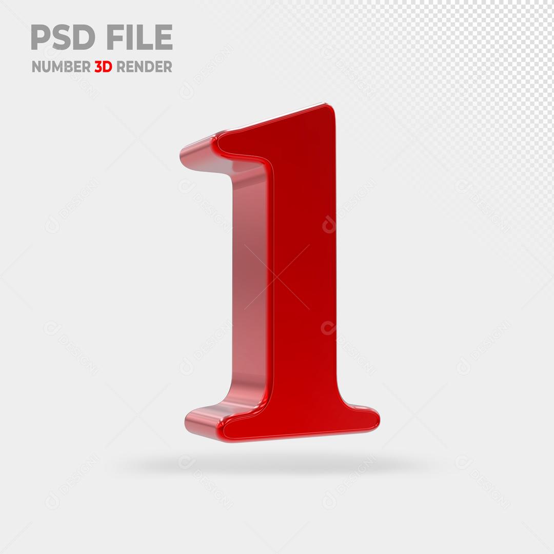 Número 3D Vermelho Para Composição PSD