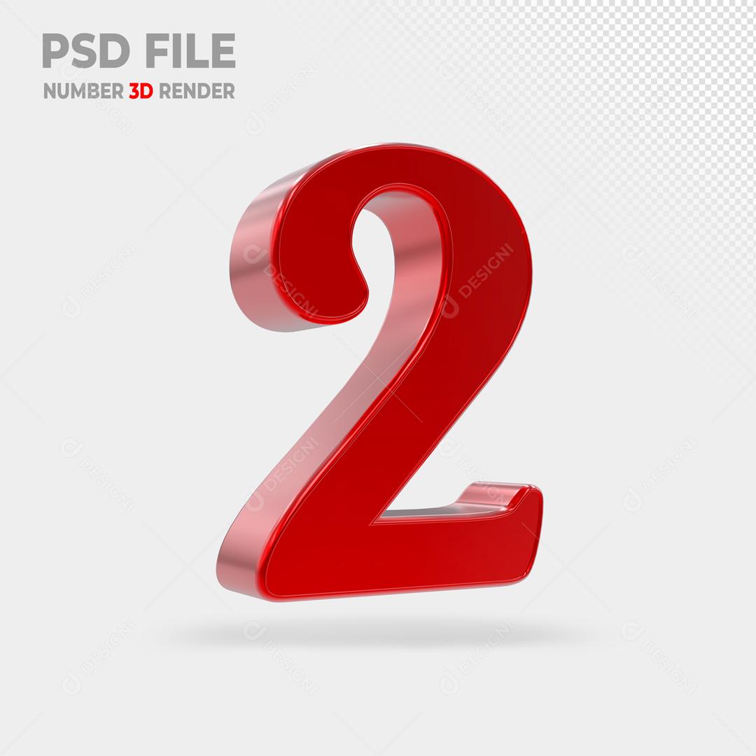 Número 3D Vermelho Para Composição PSD