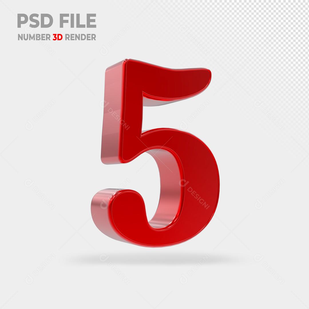 Número 3D Vermelho Para Composição PSD