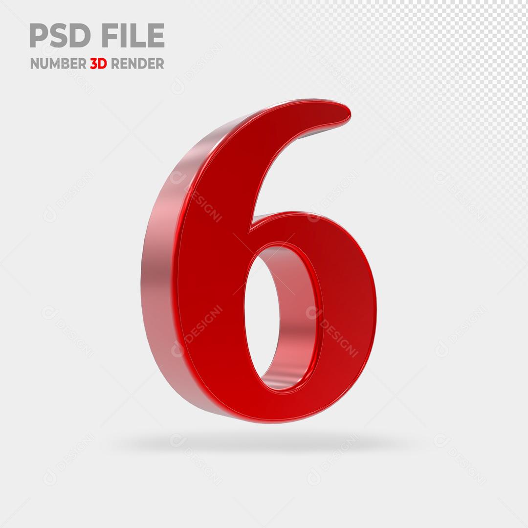 Número 3D Vermelho Para Composição PSD