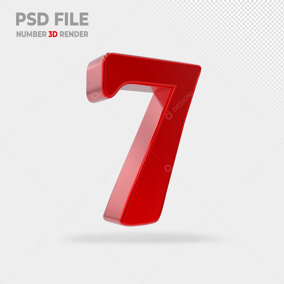 Número 3D Vermelho Para Composição PSD