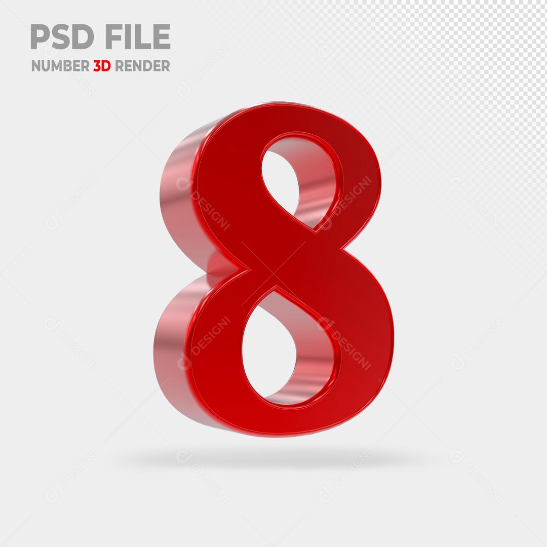 Número 3D Vermelho Para Composição PSD