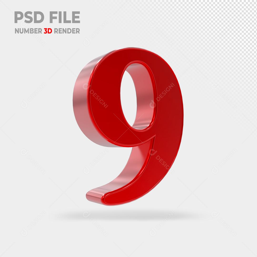 Número 3D Vermelho Para Composição PSD