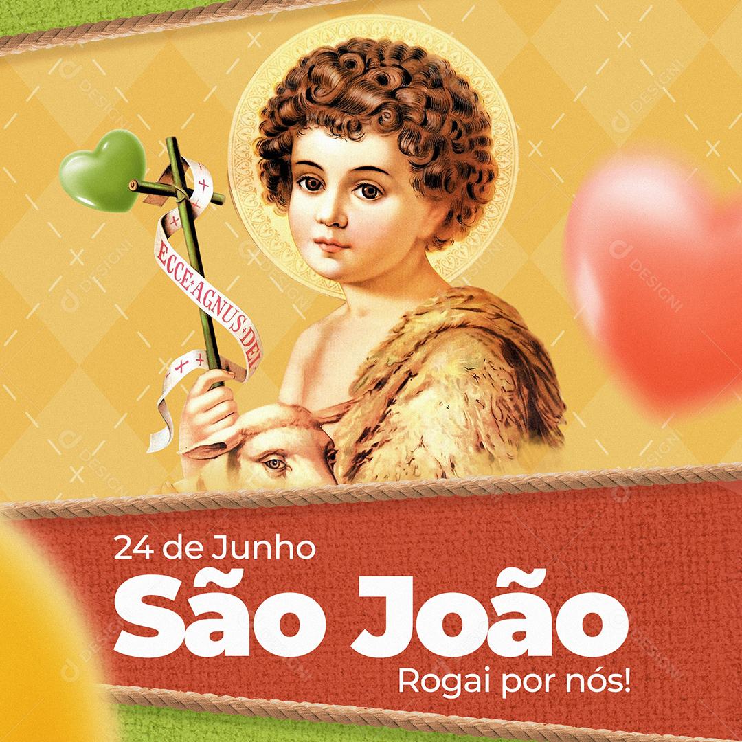 Social Media Rogai por nós Dia de São João 24 de Junho PSD Editável