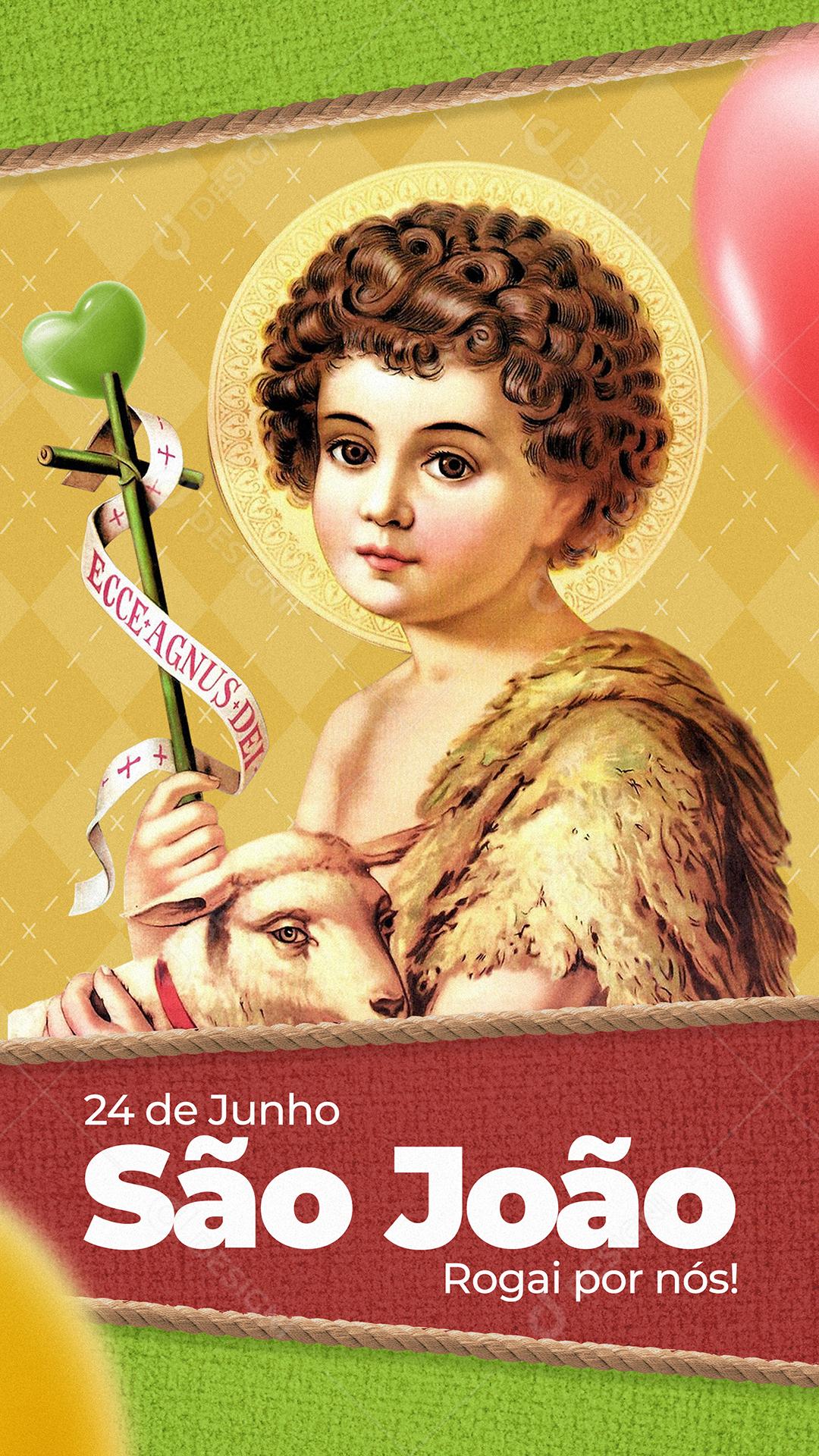 Social Media Story Rogai por nós Dia de São João 24 de Junho PSD Editável