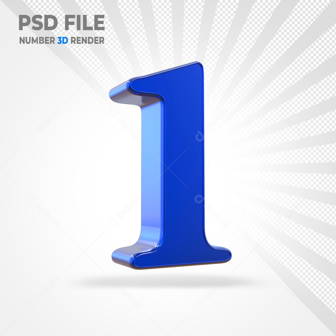 Número 3D Azul Para Composição PSD