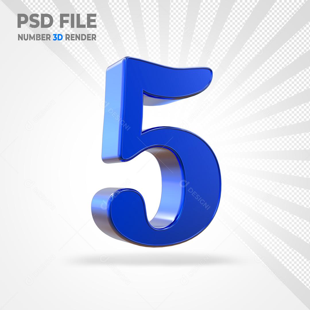Número 3D Azul Para Composição PSD