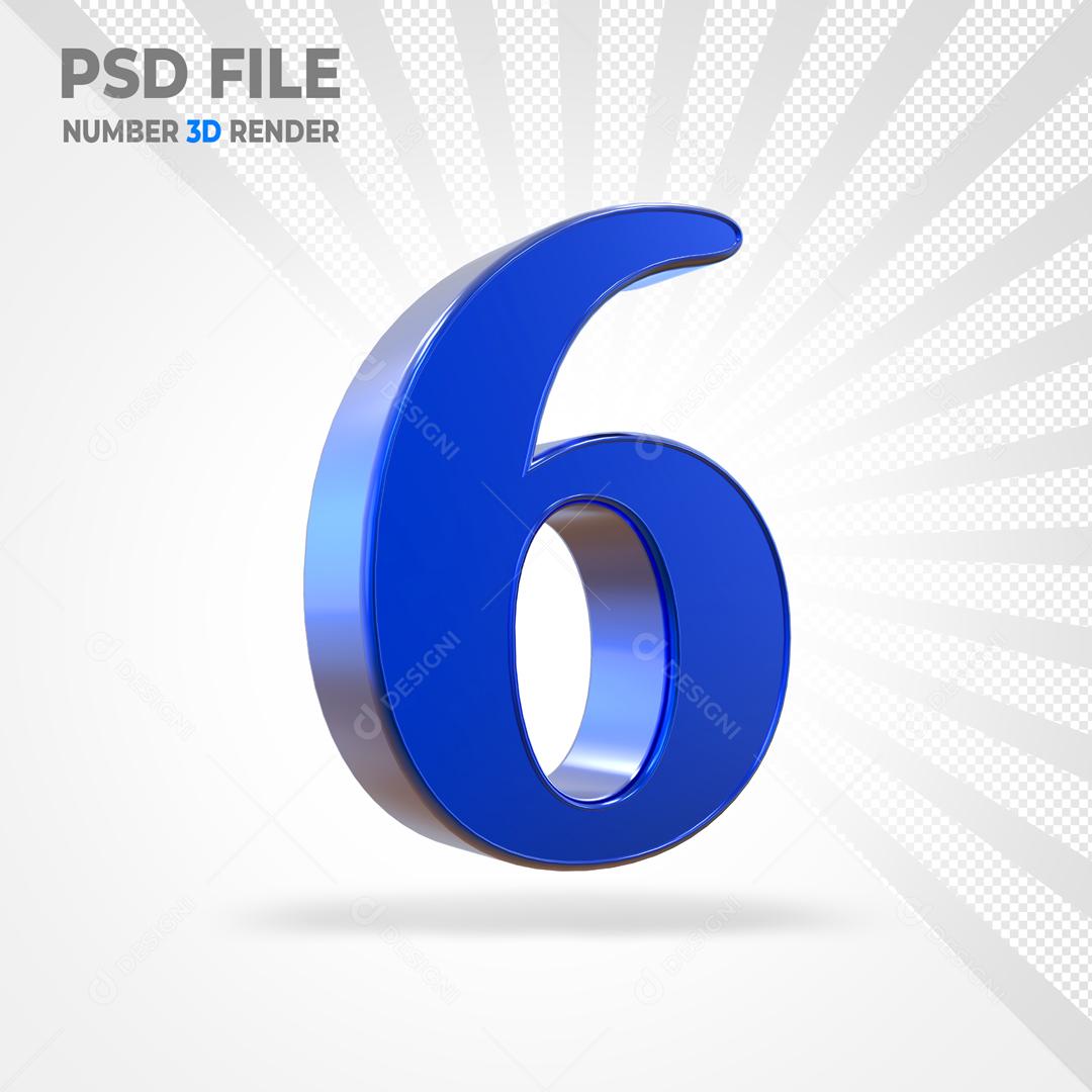 Número 3D Azul Para Composição PSD
