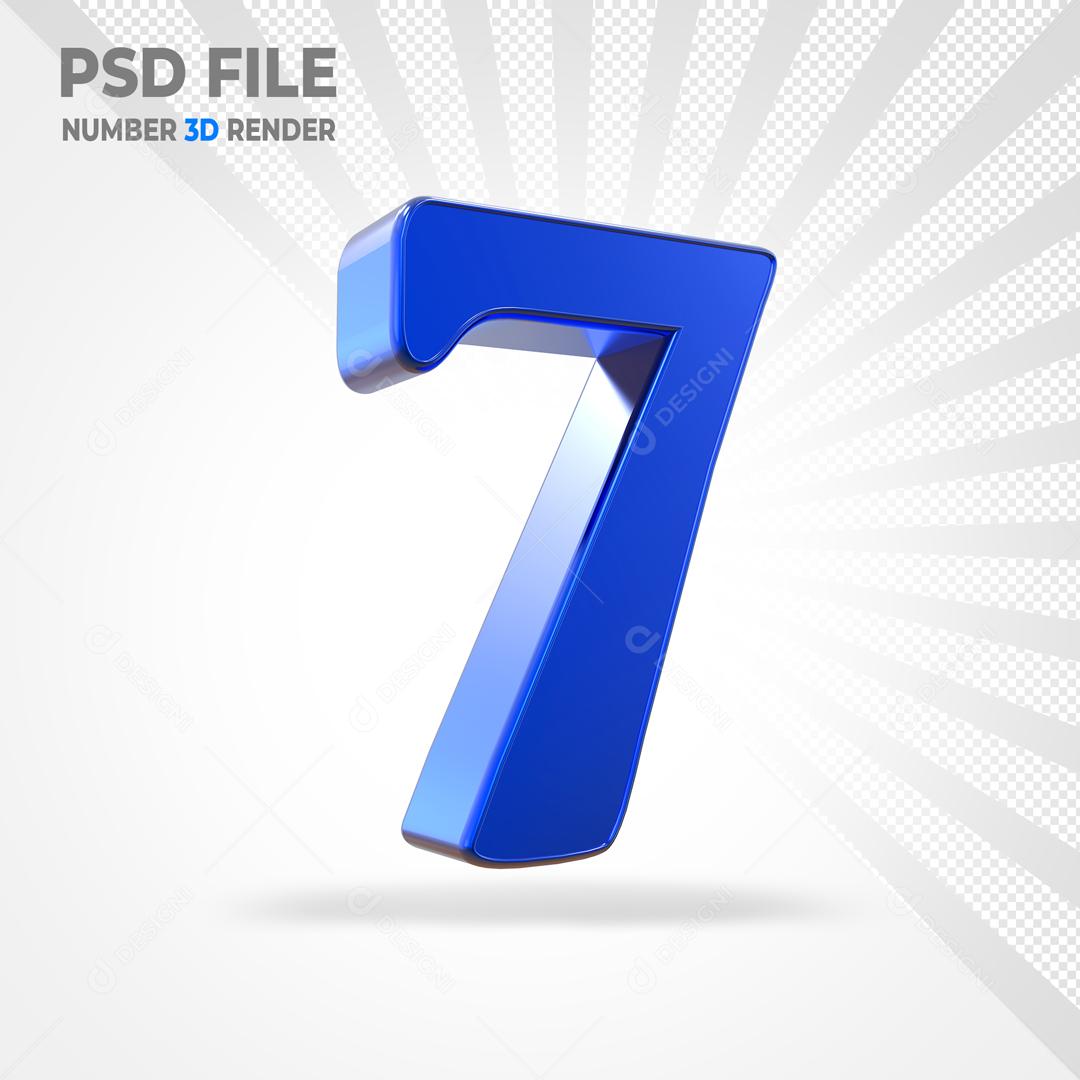 Número 3D Azul Para Composição PSD