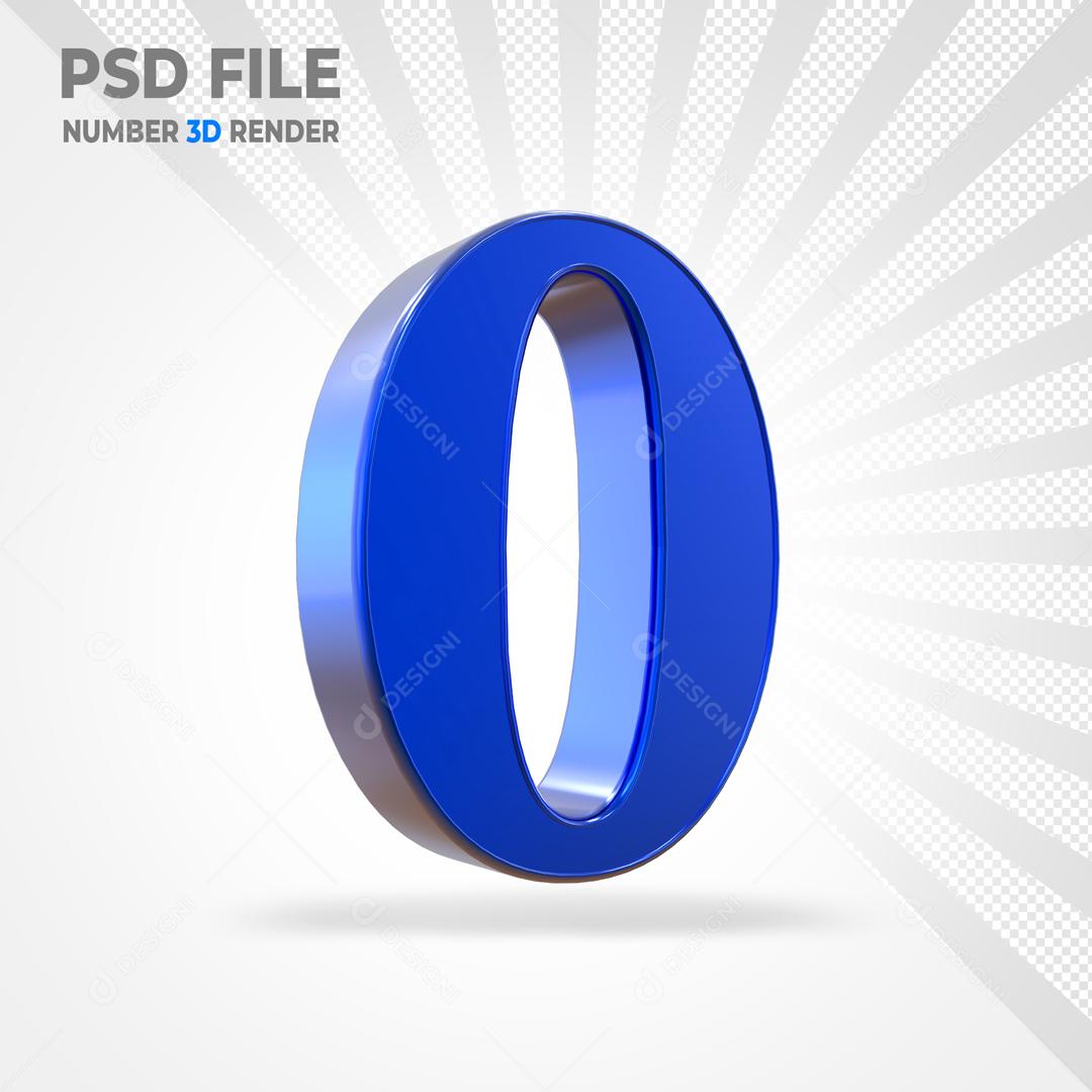 Número 3D Azul Para Composição PSD