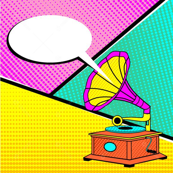 Ilustração do gramofone formas e textura vintage Vetor EPS