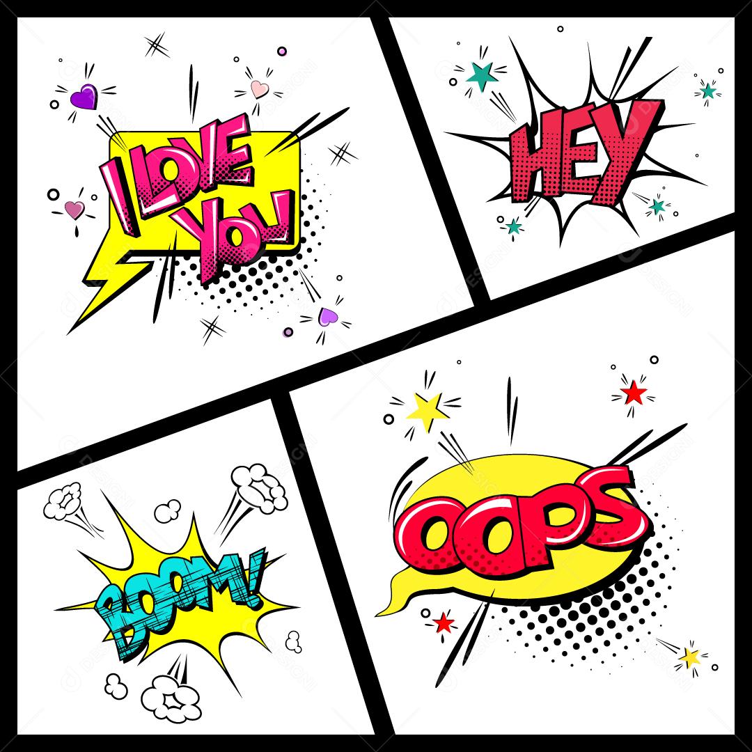 Livro de quadrinhos conceito de efeitos sonoros Vetor EPS