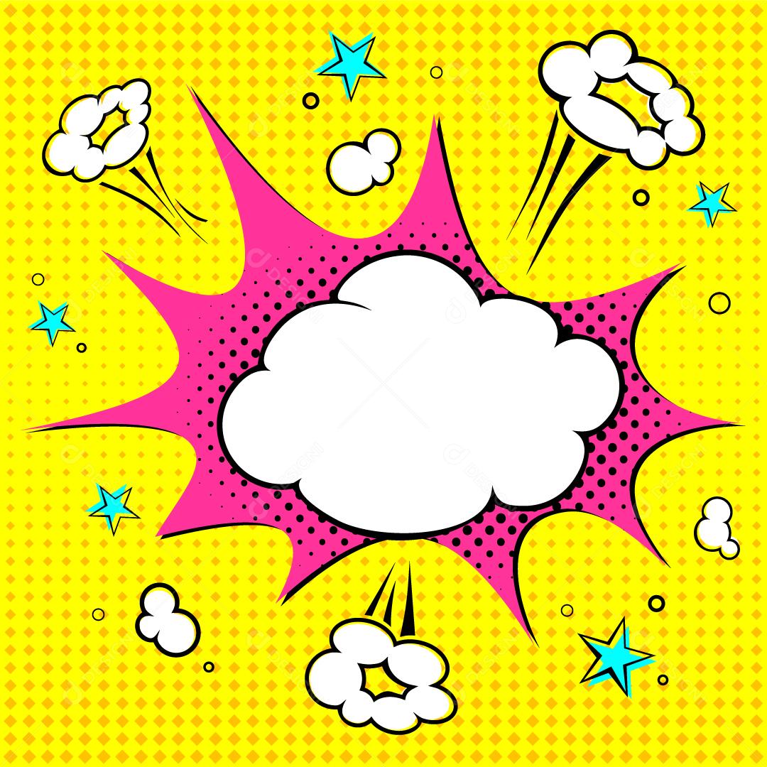 Quadrinho antigo nuvens branca Vetor EPS