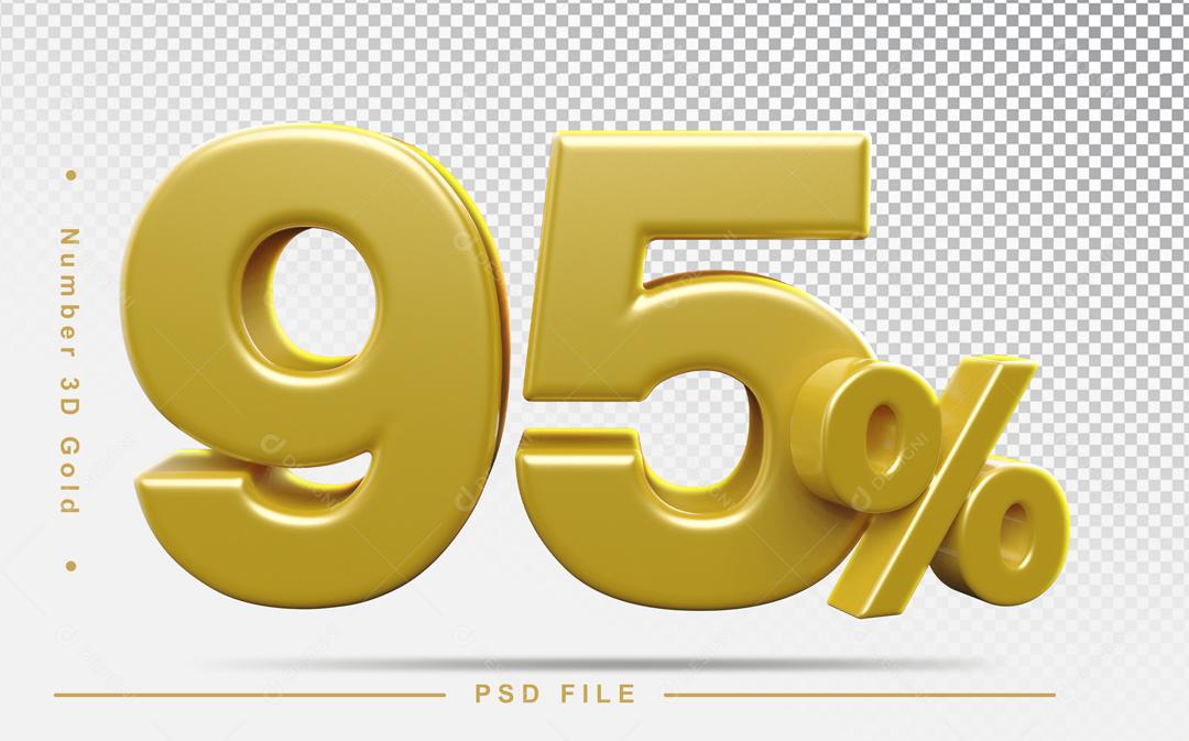 Número 3D 95% Dourado Elemento Para Composição PSD