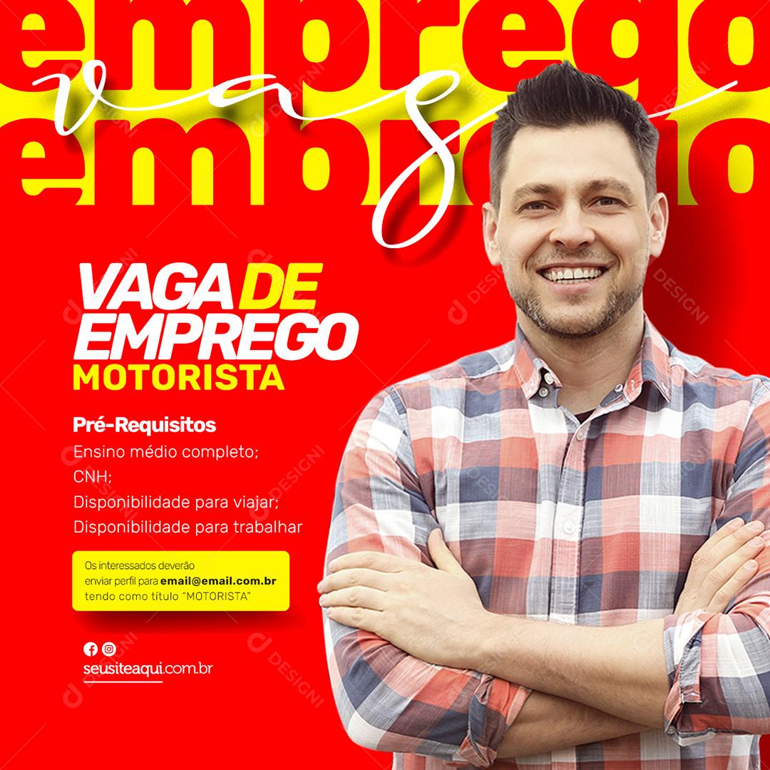Social Media Vaga de Emprego Motorista PSD Editável
