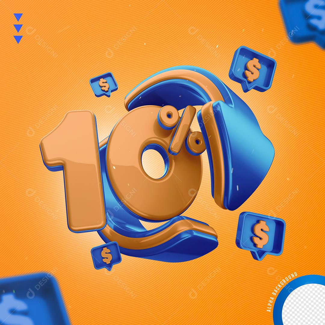 Elemento 3D Para Composições 10% De Descontos PSD