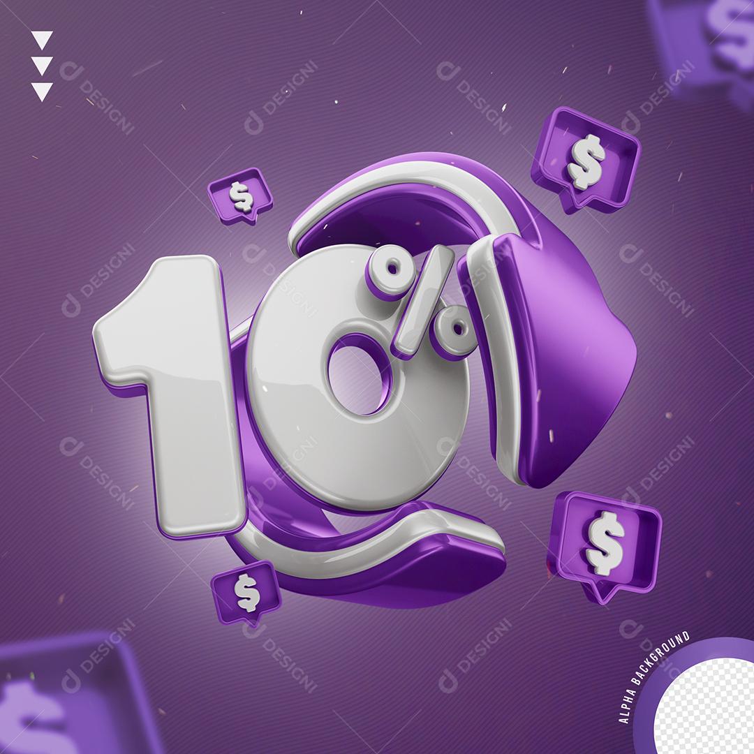 Elemento 3D Para Composições 10% De Descontos PSD
