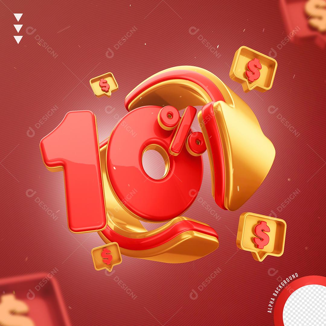 Elemento 3D Para Composições 10% De Descontos PSD
