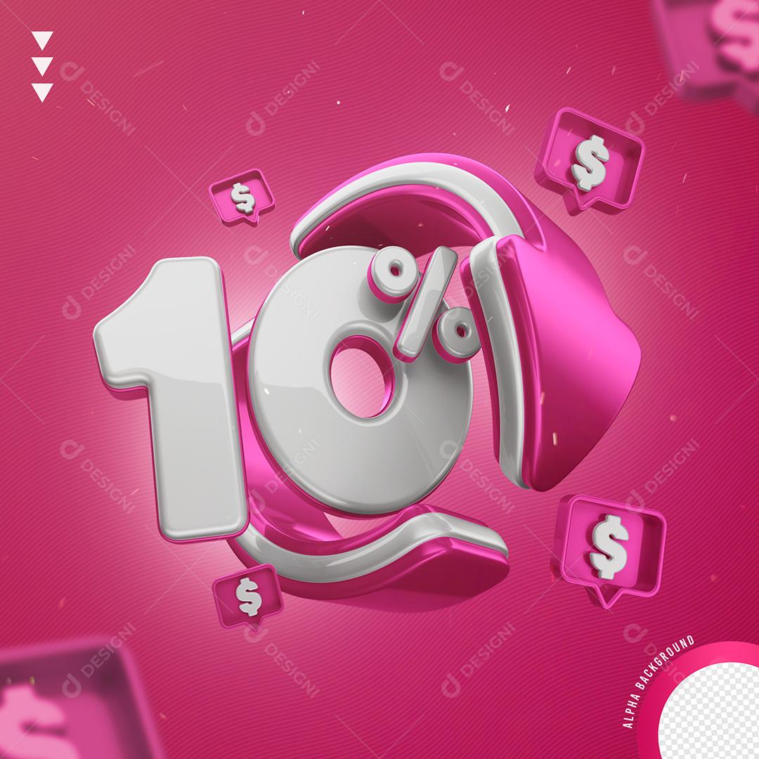 Elemento 3D Para Composições 10% De Descontos PSD