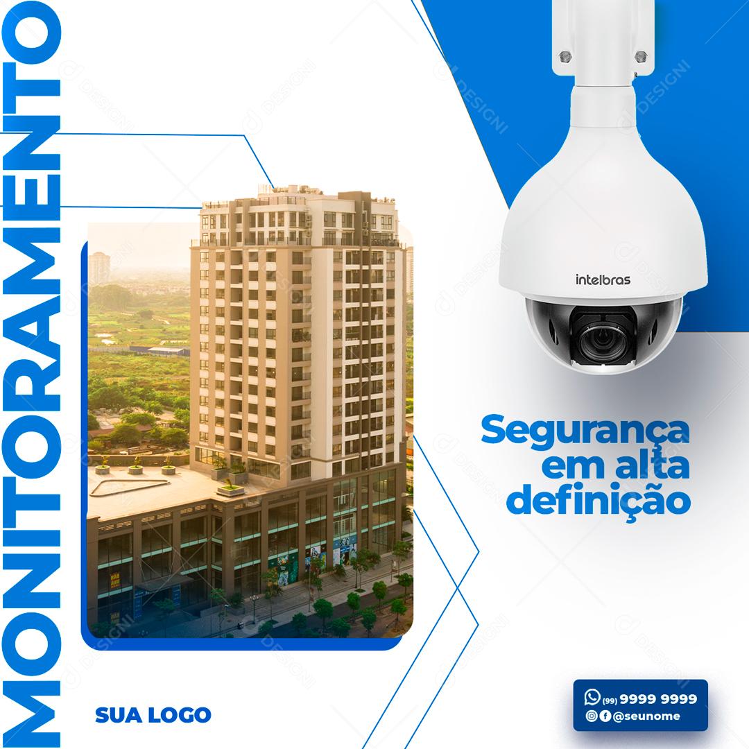 Monitoramento Segurança em Alta Definição Social Media PSD Editável