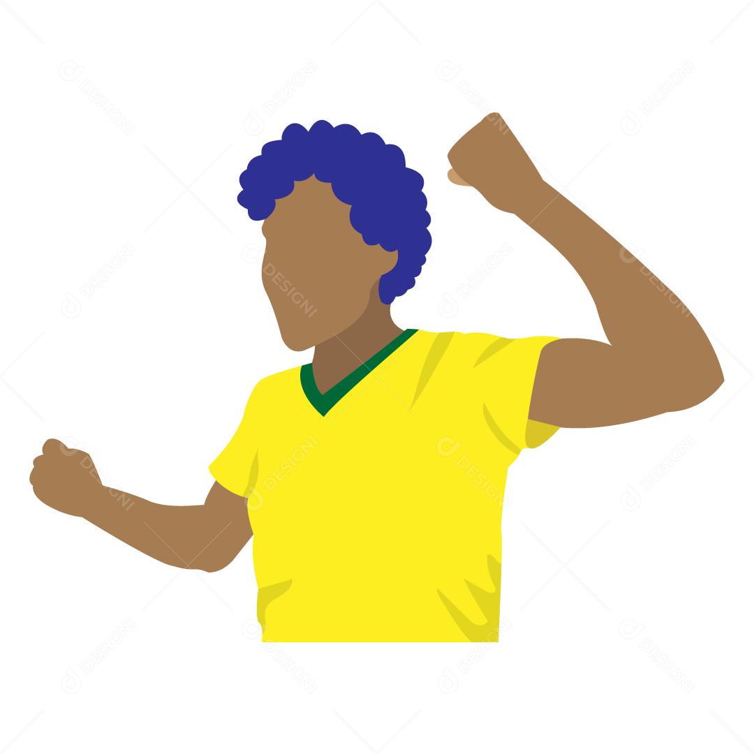 Ilustração de homem torcedor com a camiseta do brasil Vetor EPS