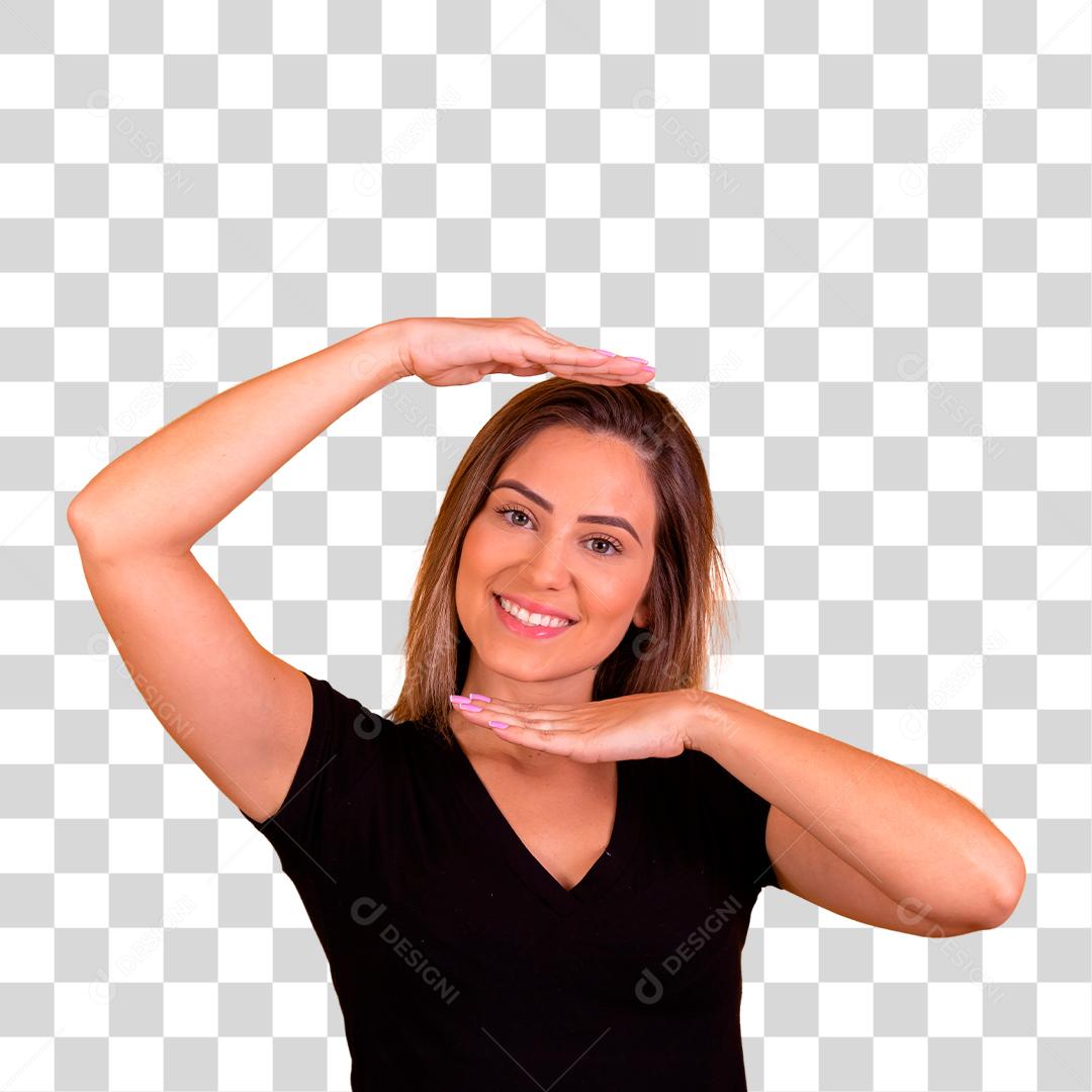 Linda Jovem Loira fazendo Expressão Feliz em Quadro