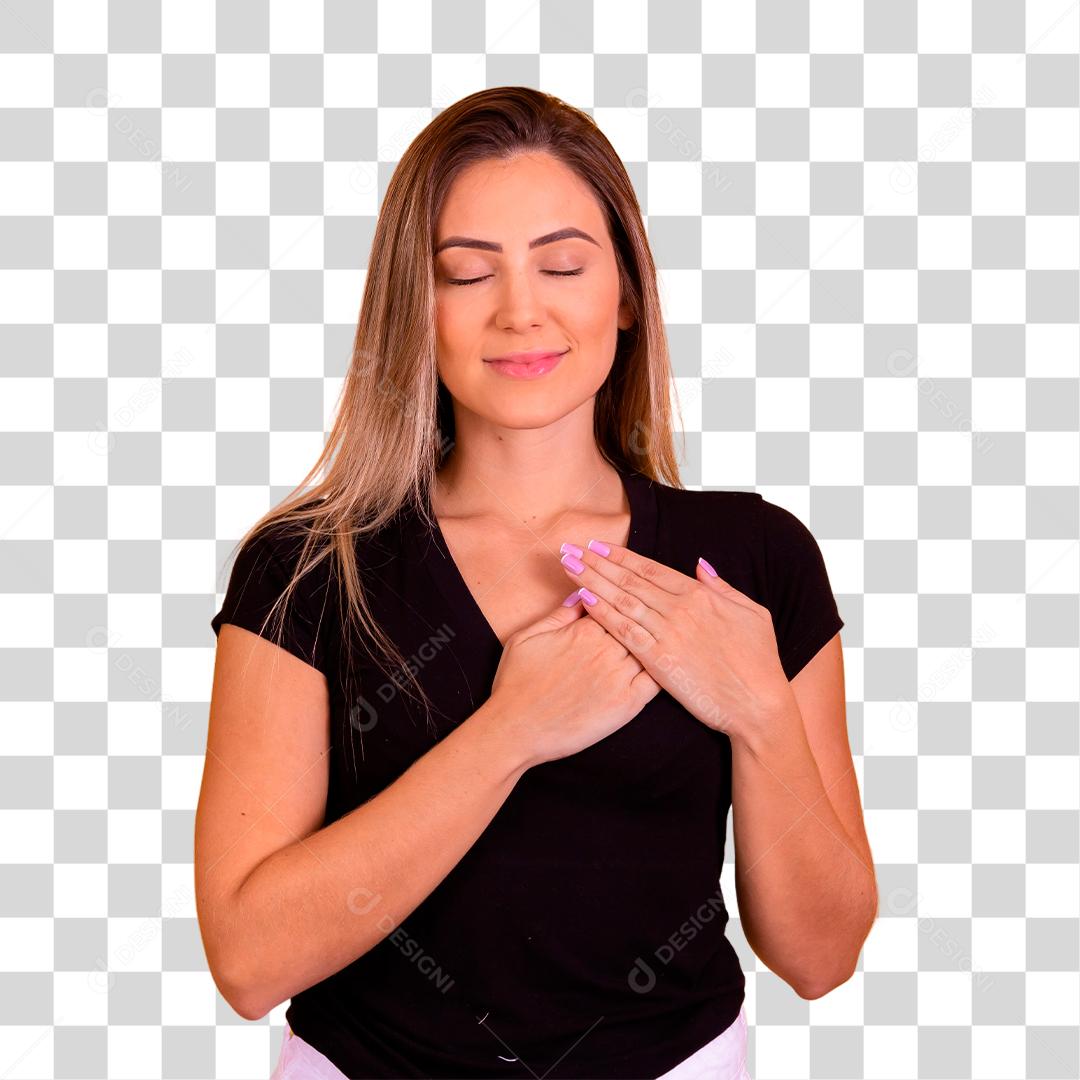 Linda Jovem Loira usando blusa preta