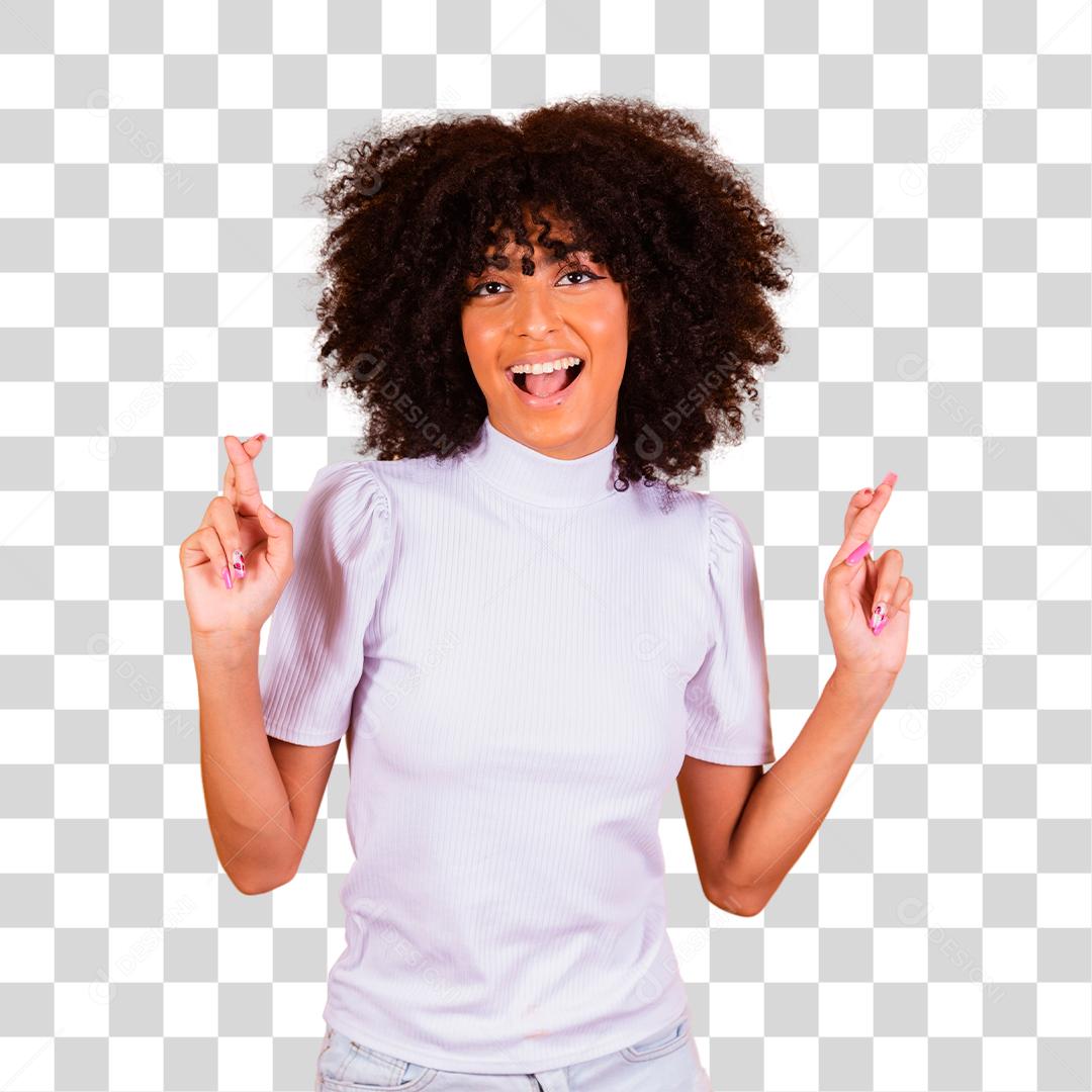 Linda mulher afro com o polegar para cima. Mulher fazendo sinal de ok