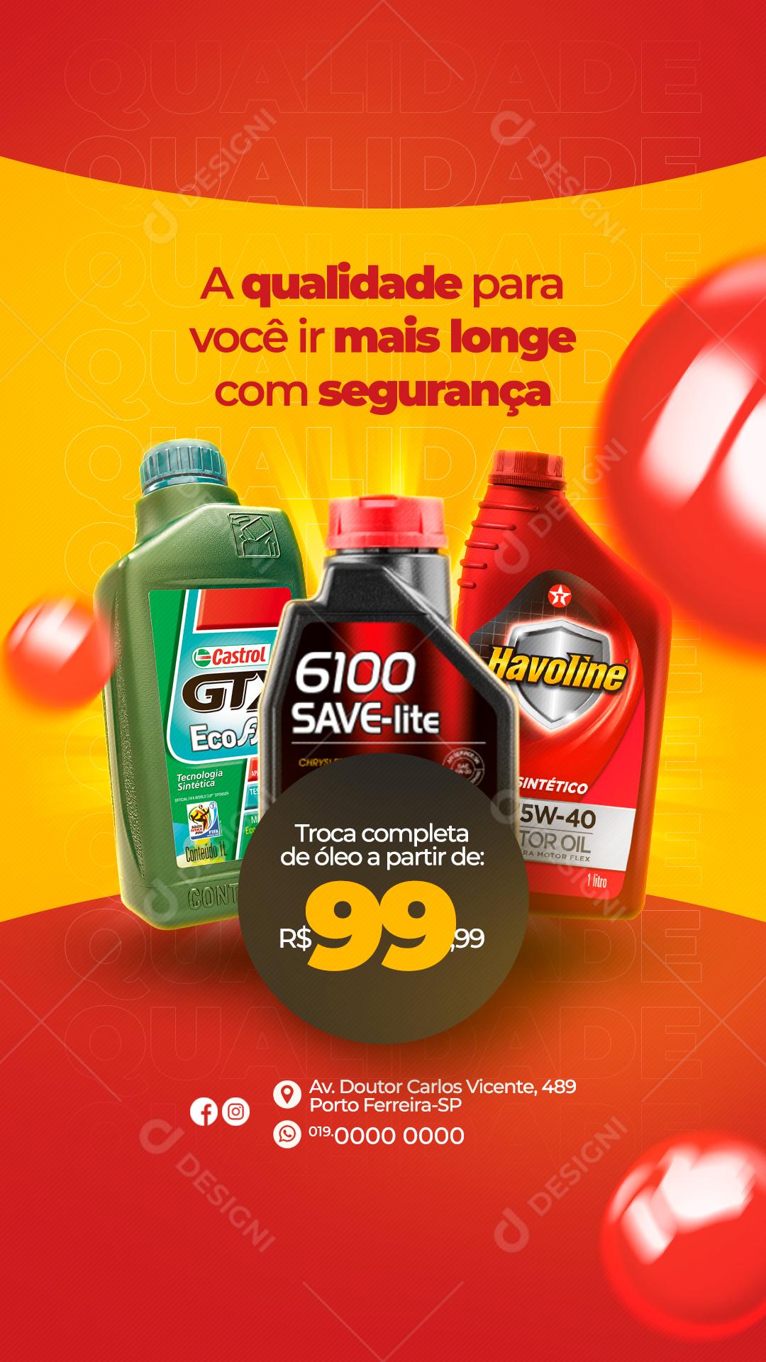 Story A qualidade para você ir mais Oficina Mecânica Social Media PSD Editável