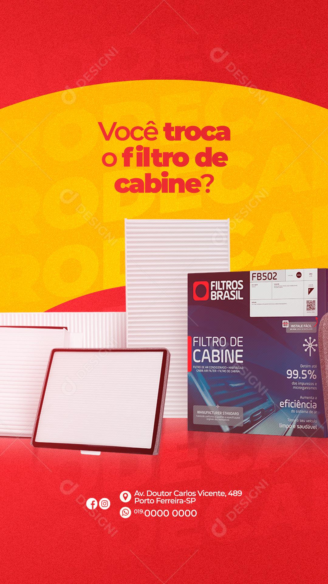 Story Você troca o filtro de cabine Oficina Mecânica Social Media PSD Editável