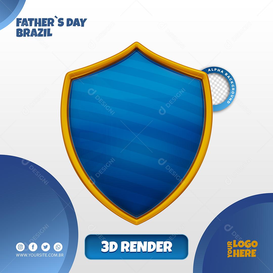 Brasão do Dia dos Pais Elemento 3D para Composição PSD