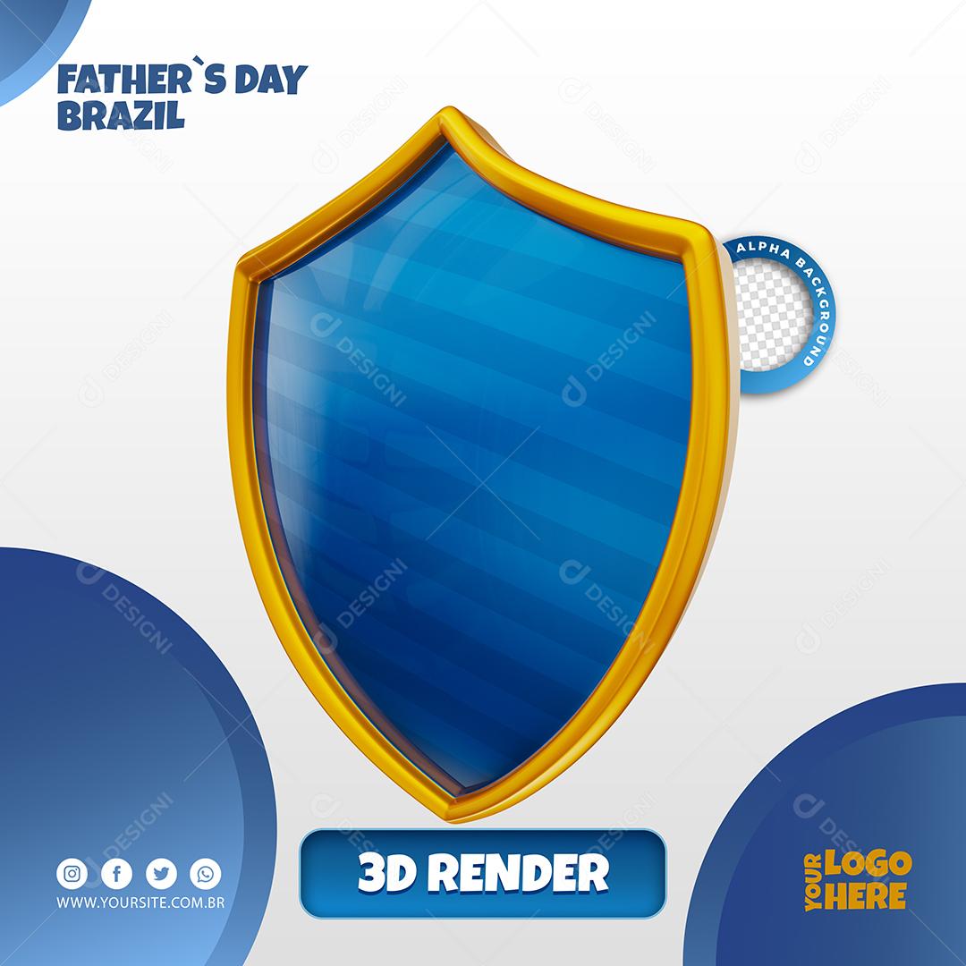 Brasão do Dia dos Pais 3D Elemento para Composição PSD